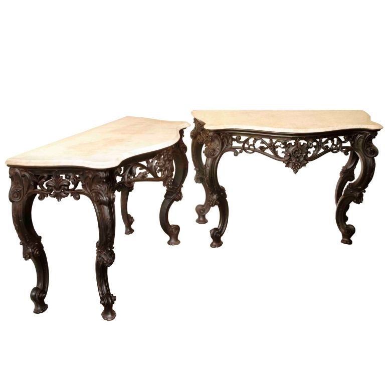 Pair of Colonial Roccoco Console Tables