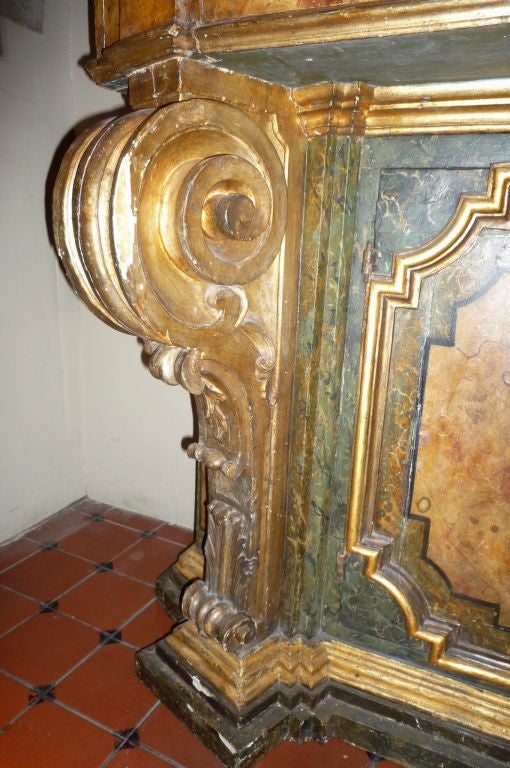 18th Century and Earlier Italian Baroque Painted and Gilt Sideboard