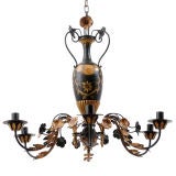 French Tole Six Light Chandelier