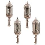 Set of 4 Huge Silver Plate Wall Lanterns