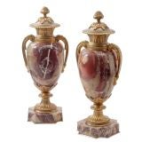 Pair of Gilt Bronze and Marble Cassolettes