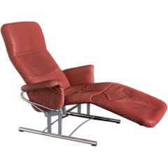 A Chrome Framed Recliner with Leather Upholstery USA 1970's