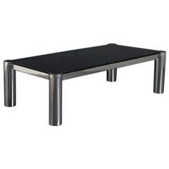 A 1960s Italian Chrome and Tinted Glass Rectangular Coffee Table