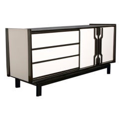 A 1950s High Gloss Black Lacquer and White Laminate Buffet