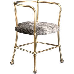 Antique A 1920s French Brass Chair with Claw Feet Holding Glass Spheres