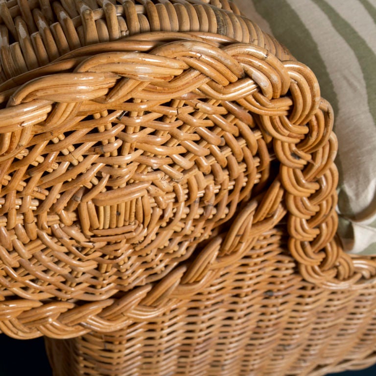 A 1960s Scrolled Arm Wicker Daybed with Upholstered Seat 4