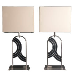 A Pair of Art Deco Style Lucite Table Lamps USA
