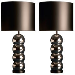 A Pair of Nickel Plated Orb Table Lamps