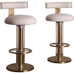 A Pair of 1960s Bronzed Metal Barstools