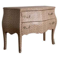 A Large 1970s Single Bombe Commode in Faux Snakeskin