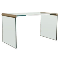 A Glass and Brass Desk by Pace USA 1970s