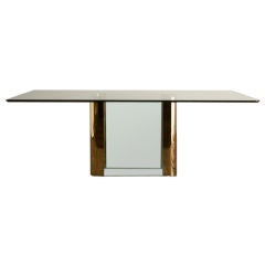A Brass Metal and Glass Table Base Designed by Pace