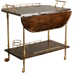 Retro A 1950s Lacquered Goatskin Barcart designed by Aldo Tura