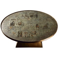 A Rare Patinated Bronze Egyptian Style Coffee Table by LaVerne