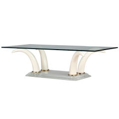 A Faux Horn on Lucite Based Rectangular Coffee Table