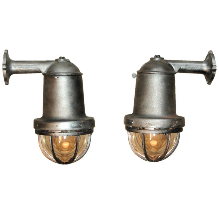 Hand Polished Cast Iron Industrial Lights at 1stdibs