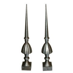 Antique Unique Polished French Cast Iron Finials