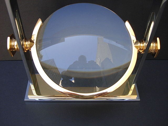 Chrome Stunning Karl Springer Magnifying Glass on a Stand For Sale
