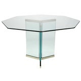 Pace Collection Octagonal Glass & Brushed Stainless Dining Table