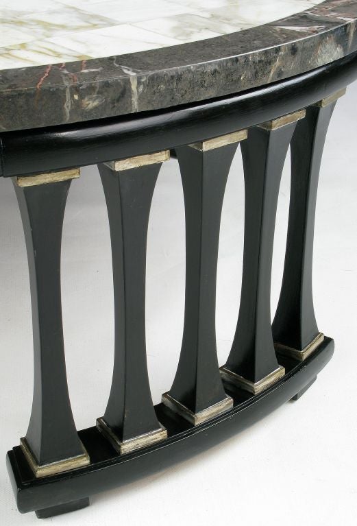 Mid-20th Century Round Triple Colonnaded Marble Top Coffee Table