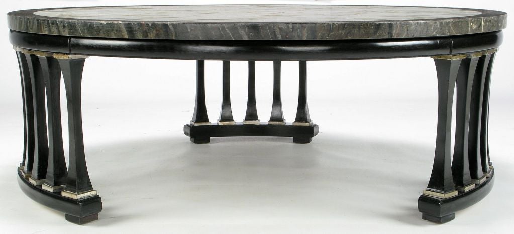 Round Triple Colonnaded Marble Top Coffee Table 2