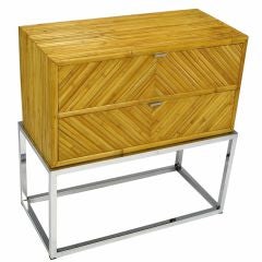 Geometric Bamboo And ChromeTwo Drawer Commode
