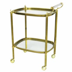 Italian Brass Rolling Bar Cart/Server With Acrylic Handle