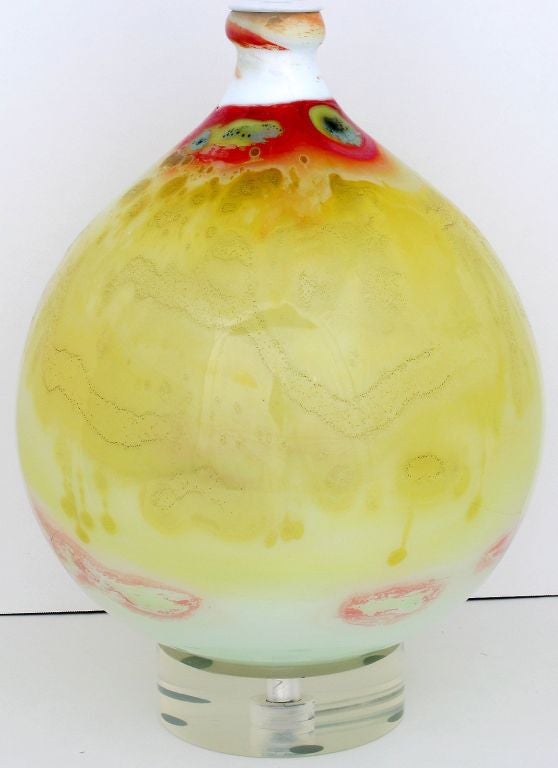 Blown Glass Hand Blown Artisan Glass Table Lamp With Acrylic Base