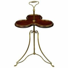 English Revolving Confection Server In Brass & Mahogany