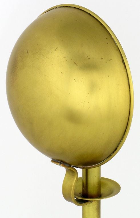 Mid-20th Century Pair Sarreid Brass Candlesticks With Concave Reflectors