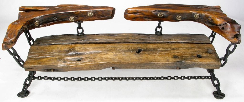 Late 20th Century Artisan Chain & Wood Bench From The Shipwreck James D. Sawyer
