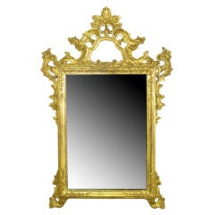 Retro Carved Gilt Wood Italian Rococo Mirror