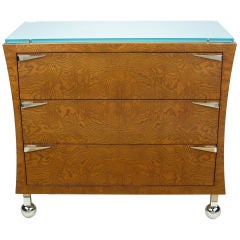 Memphis-Style Ash Three-Drawer Commode With Glass Top