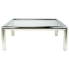 John Mascheroni "Tubo" Polished Aluminum & Glass Coffee Table