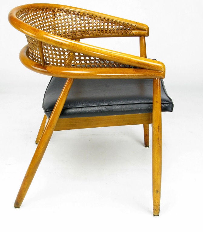 American James Mont Style Bent Wood & Cane Arm Chairs