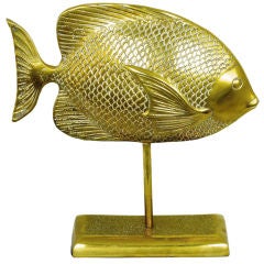 Brass Angel Fish Mounted On Stand