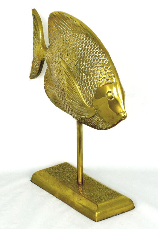 American Brass Angel Fish Mounted On Stand