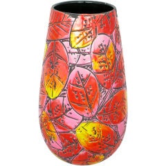 Large & Colorful Incised Pottery Vase
