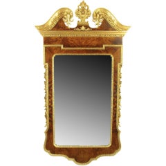 Neoclassical Italian Burled Walnut &  Parcel Gilt Mirror