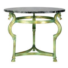 Italian Verde Bronze End Table With Sea Horse Heads & Hooves