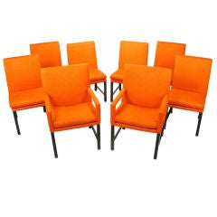 Set Of Eight Milo BaughmanTangerine  Dining Chairs