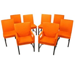 Set Of Eight Milo BaughmanTangerine  Dining Chairs