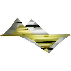 C. Jere Chrome & Brass Abstract Wave Wall Sculpture
