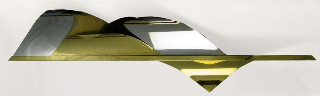 C. Jere Chrome & Brass Abstract Wave Wall Sculpture