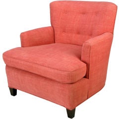 1940s Raspberry Linen Dunbar Style Club Chair