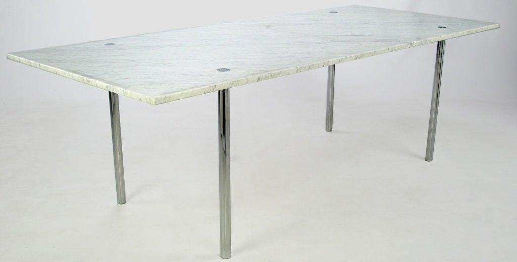 Laverne Chrome & Marble Dining Table