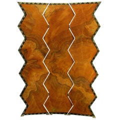 Signed Faux Bois Art Deco Revival Three-Panel Screen