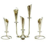 Set Three Danish Silverplate Calla Lily Form Candelabra