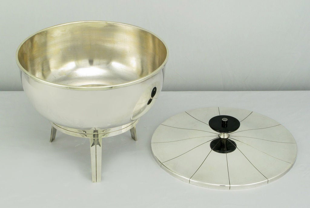 Tommi Parzinger Derived Footed & Covered Silver Bowl