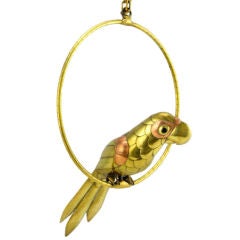 Sergio Bustamante Attr. Ring-Mounted Brass & Copper Macaw